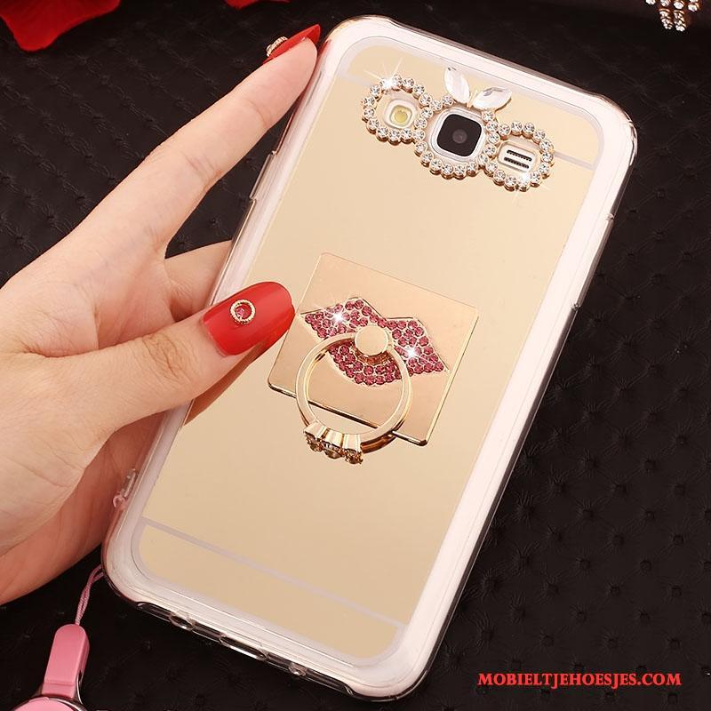 Samsung Galaxy J5 2016 Hoes Hoesje Telefoon Hanger Zacht Ster Bescherming Rose Goud