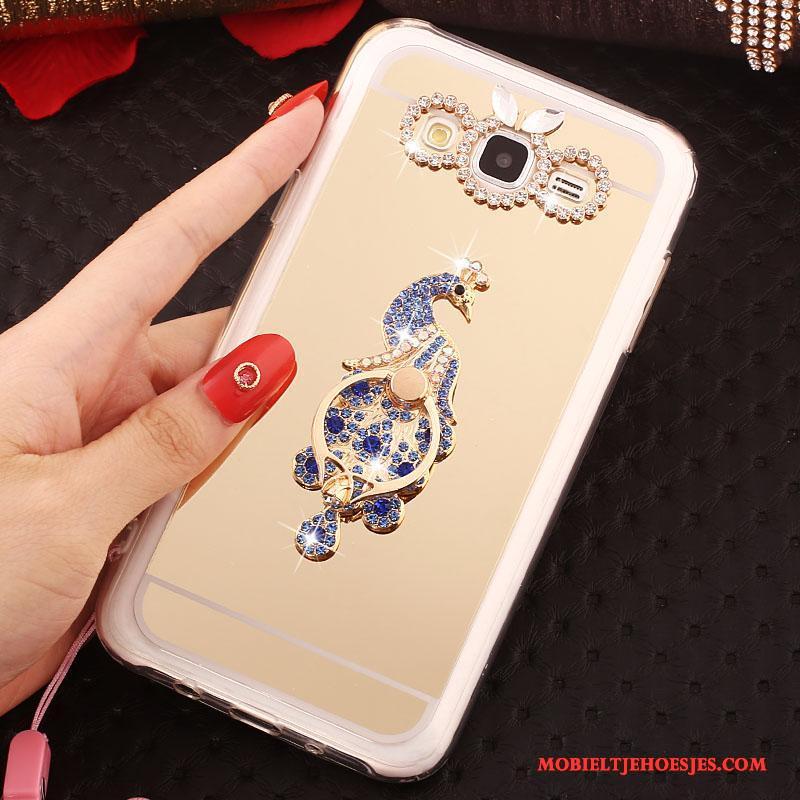 Samsung Galaxy J5 2016 Hoes Hoesje Telefoon Hanger Zacht Ster Bescherming Rose Goud