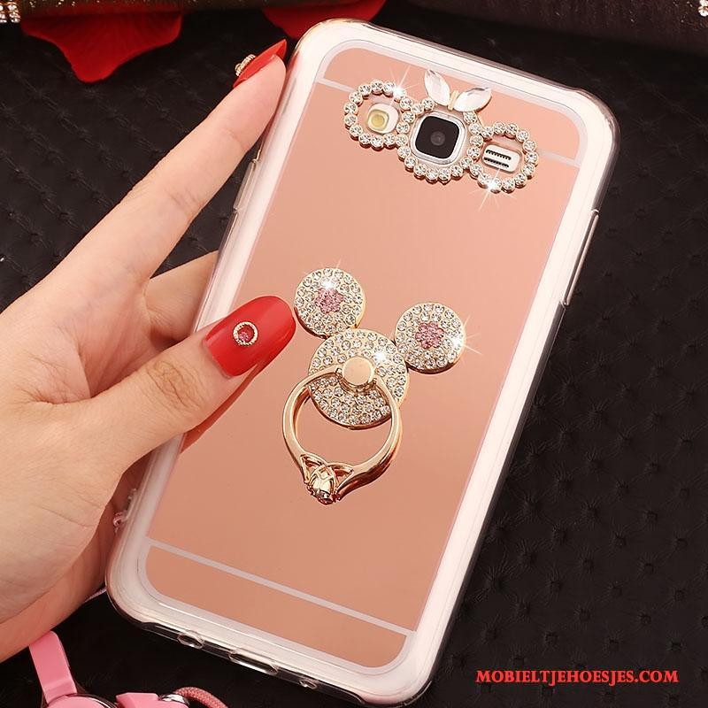 Samsung Galaxy J5 2016 Hoes Hoesje Telefoon Hanger Zacht Ster Bescherming Rose Goud