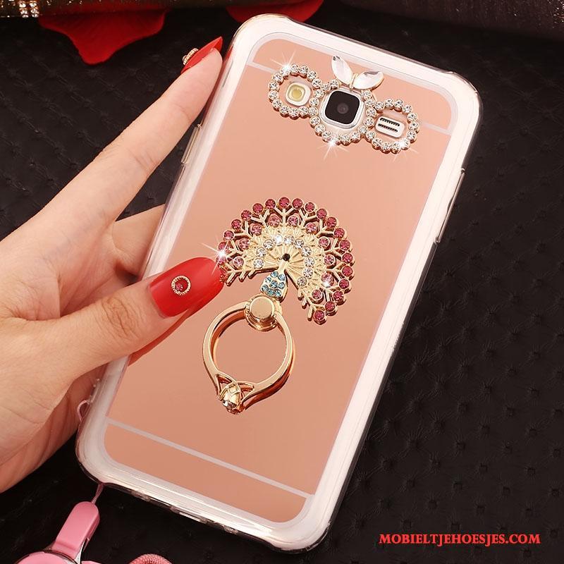 Samsung Galaxy J5 2016 Hoes Hoesje Telefoon Hanger Zacht Ster Bescherming Rose Goud