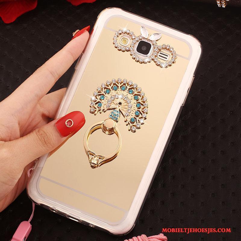 Samsung Galaxy J5 2016 Hoes Hoesje Telefoon Hanger Zacht Ster Bescherming Rose Goud