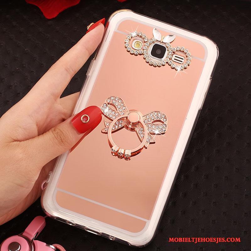 Samsung Galaxy J5 2016 Hoes Hoesje Telefoon Hanger Zacht Ster Bescherming Rose Goud