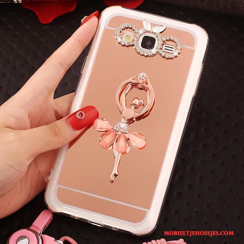 Samsung Galaxy J5 2016 Hoes Hoesje Telefoon Hanger Zacht Ster Bescherming Rose Goud