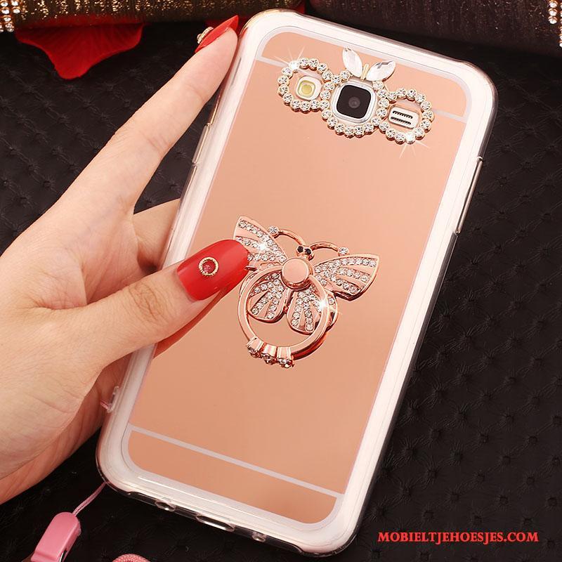 Samsung Galaxy J5 2016 Hoes Hoesje Telefoon Hanger Zacht Ster Bescherming Rose Goud