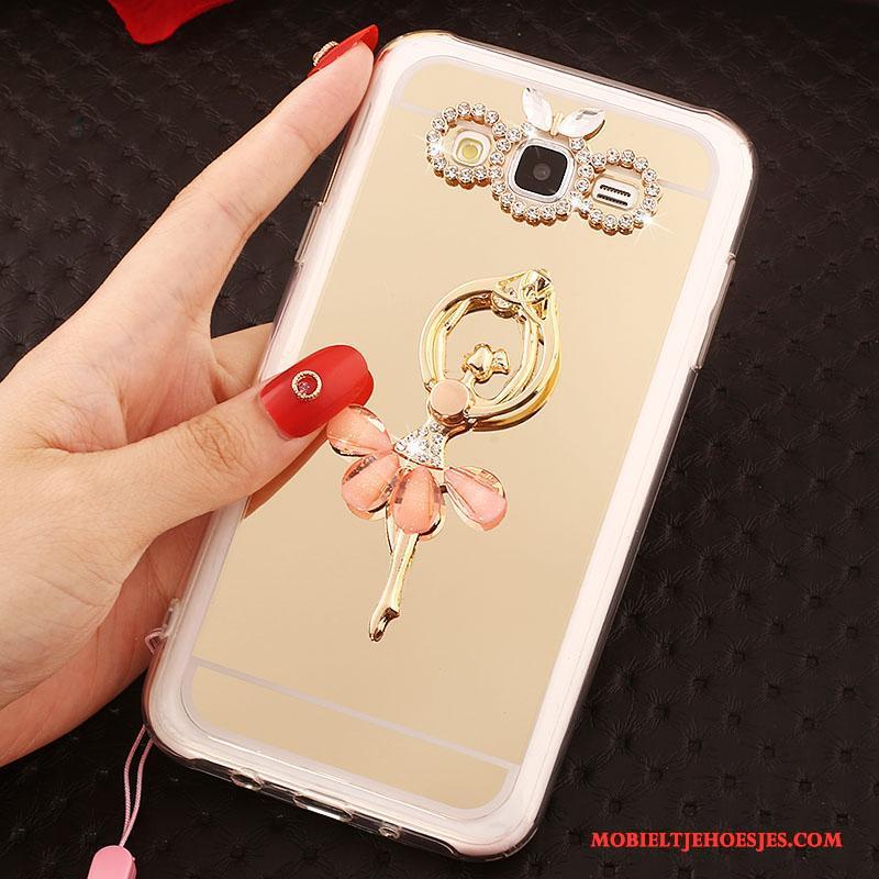 Samsung Galaxy J5 2016 Hoes Hoesje Telefoon Hanger Zacht Ster Bescherming Rose Goud