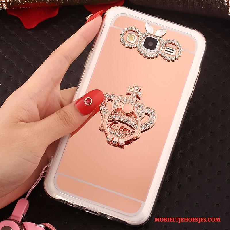 Samsung Galaxy J5 2016 Hoes Hoesje Telefoon Hanger Zacht Ster Bescherming Rose Goud