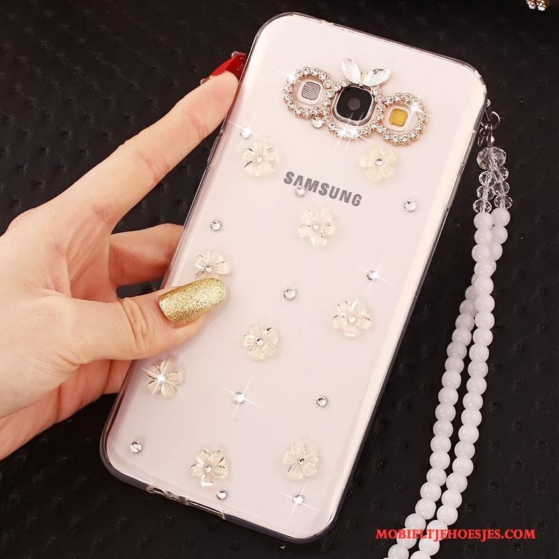 Samsung Galaxy J5 2016 Ster Hoesje Telefoon Met Strass Anti-fall Hanger Goud