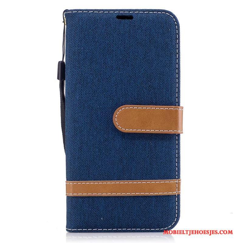 Samsung Galaxy J5 2017 Hoesje Leren Etui Blauw Ster Pauwen Bescherming Mobiele Telefoon Hoes