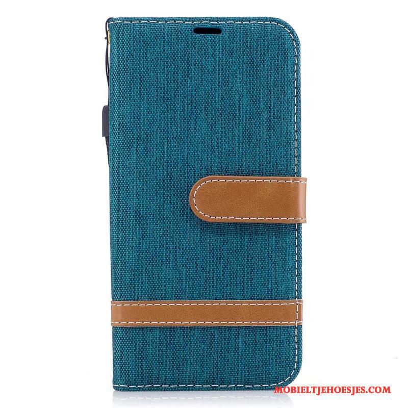 Samsung Galaxy J5 2017 Hoesje Leren Etui Blauw Ster Pauwen Bescherming Mobiele Telefoon Hoes
