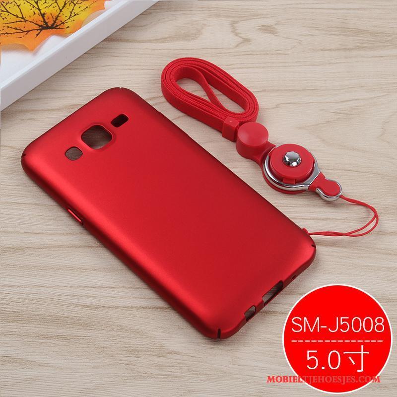 Samsung Galaxy J7 2015 Anti-fall Hard Hanger Bescherming Hoesje Telefoon Rood Zwart