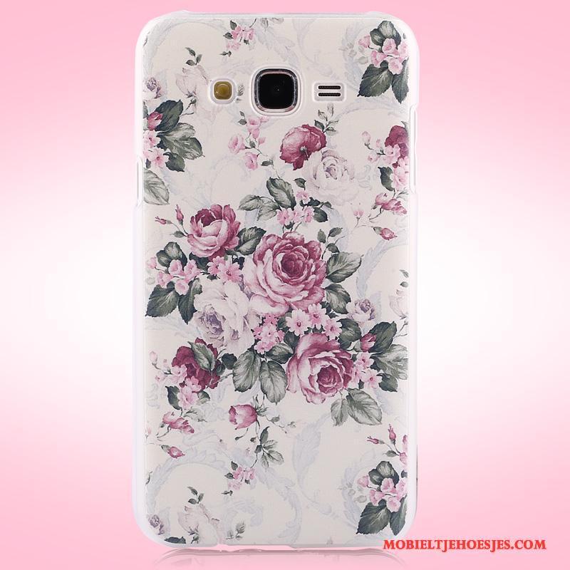 Samsung Galaxy J7 2015 Hoes Bloemen Bescherming Hoesje Schrobben Telefoon Ster