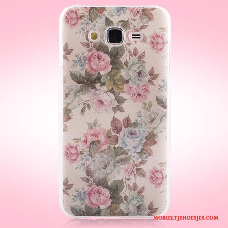 Samsung Galaxy J7 2015 Hoes Bloemen Bescherming Hoesje Schrobben Telefoon Ster