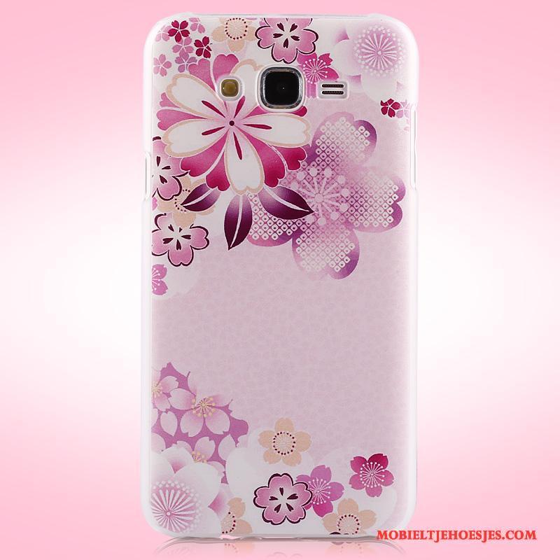 Samsung Galaxy J7 2015 Hoes Bloemen Bescherming Hoesje Schrobben Telefoon Ster