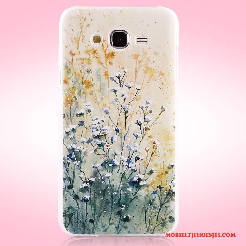 Samsung Galaxy J7 2015 Hoes Bloemen Bescherming Hoesje Schrobben Telefoon Ster