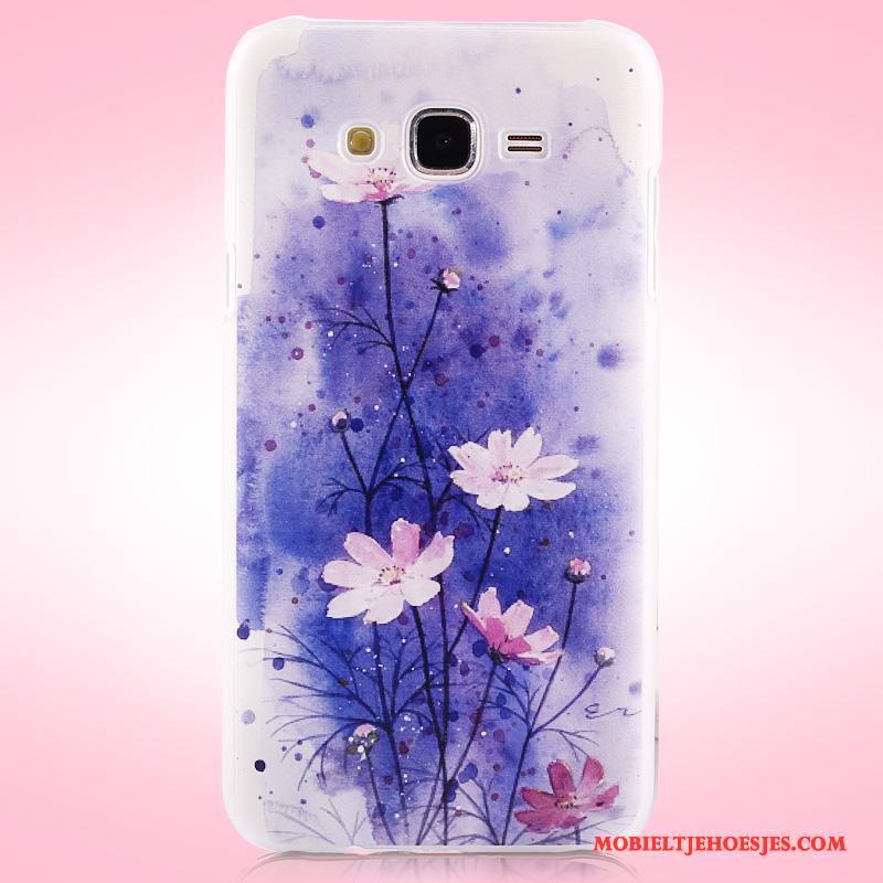 Samsung Galaxy J7 2015 Hoes Bloemen Bescherming Hoesje Schrobben Telefoon Ster