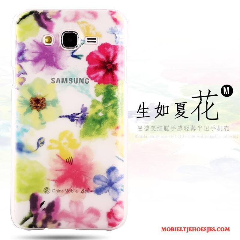 Samsung Galaxy J7 2015 Hoesje Ster Rood Geschilderd Hard Hoes Schrobben Bescherming