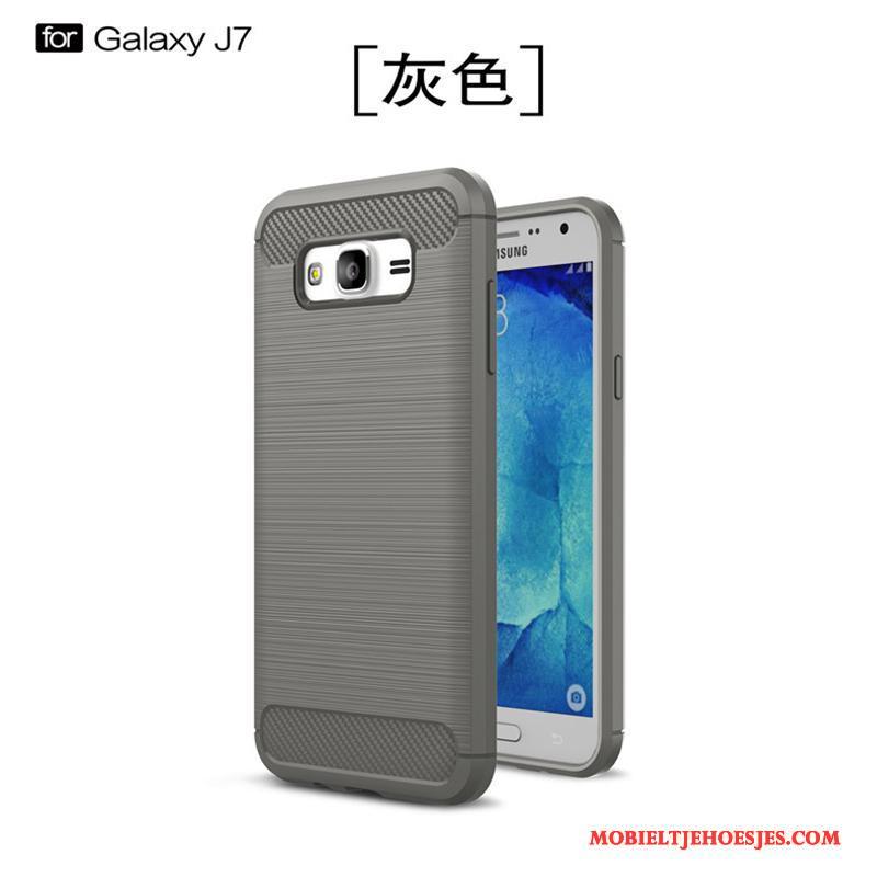 Samsung Galaxy J7 2015 Hoesje Telefoon Groen Zacht Anti-fall Siliconen All Inclusive Ster
