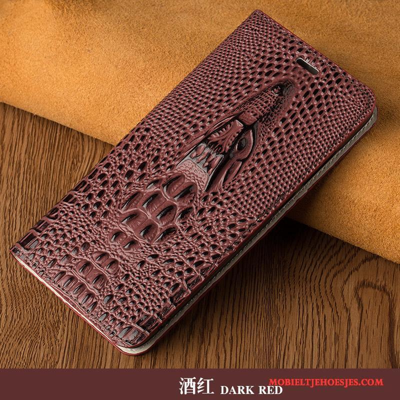Samsung Galaxy J7 2015 Hoesje Zwart Luxe Ster Leren Etui Bescherming Echt Leer High End