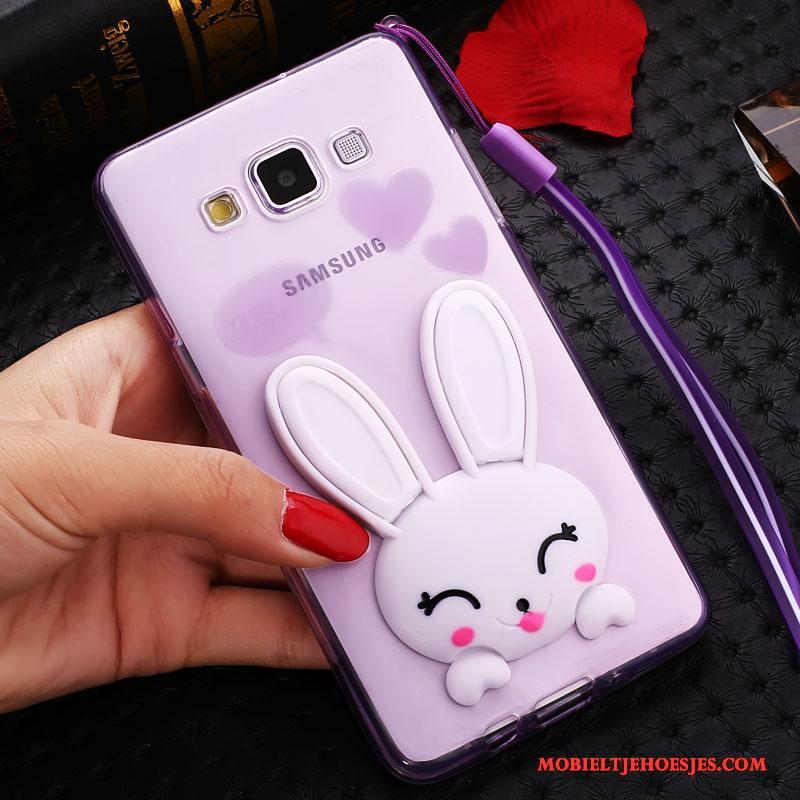 Samsung Galaxy J7 2015 Purper Hoesje Zacht Ster Bescherming Hanger Siliconen