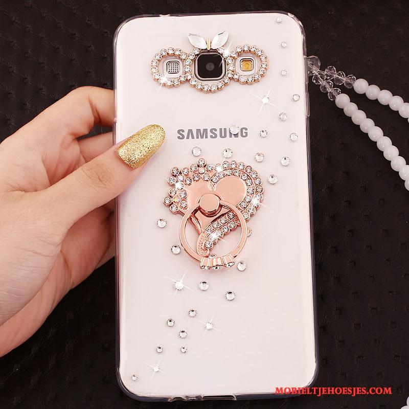 Samsung Galaxy J7 2015 Siliconen Goud Mobiele Telefoon Hoes Bescherming Ring Hoesje