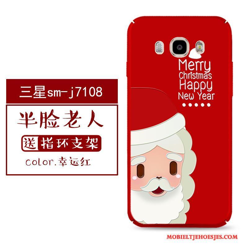 Samsung Galaxy J7 2016 Hoes Mooie Hoesje Rood Telefoon All Inclusive Kerstmis