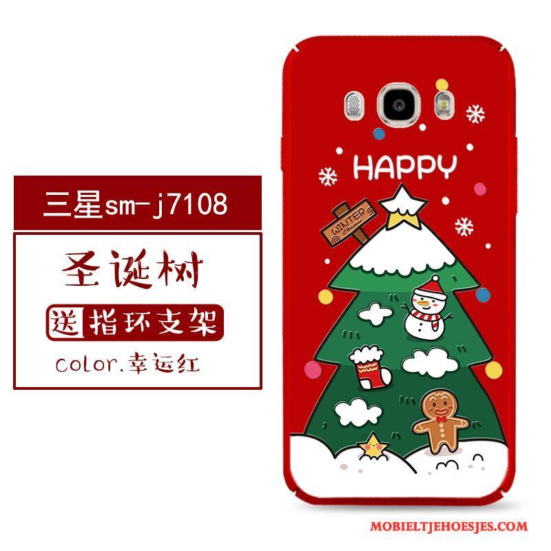 Samsung Galaxy J7 2016 Hoes Mooie Hoesje Rood Telefoon All Inclusive Kerstmis