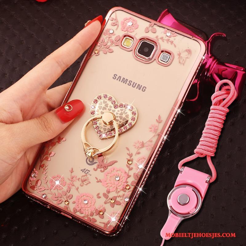 Samsung Galaxy J7 2016 Hoesje Rose Goud Anti-fall Ster Hoes Bescherming Siliconen Met Strass