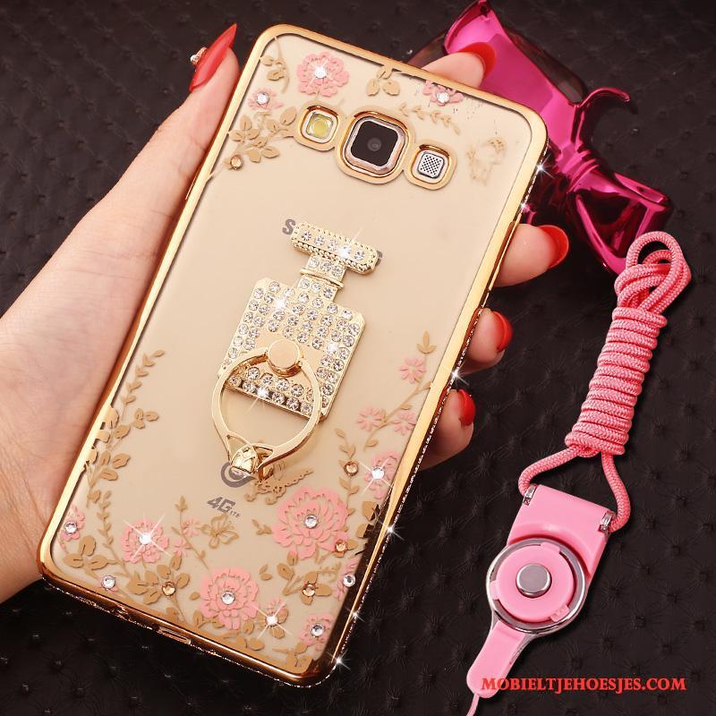 Samsung Galaxy J7 2016 Hoesje Rose Goud Anti-fall Ster Hoes Bescherming Siliconen Met Strass