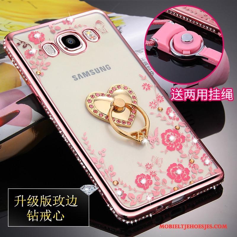 Samsung Galaxy J7 2016 Hoesje Telefoon Anti-fall Rose Goud Zacht Bescherming Ster Hanger