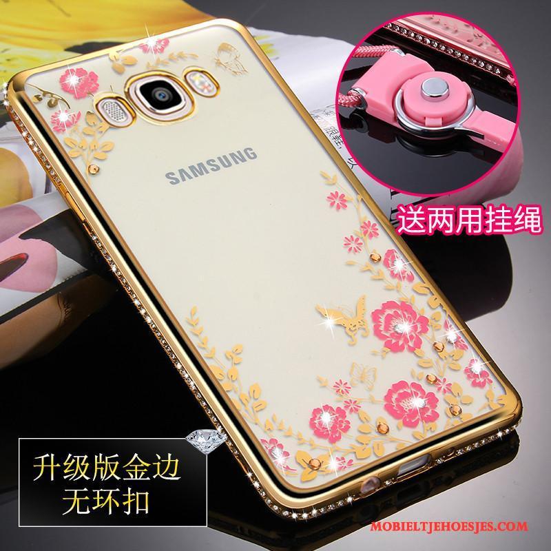 Samsung Galaxy J7 2016 Hoesje Telefoon Anti-fall Rose Goud Zacht Bescherming Ster Hanger