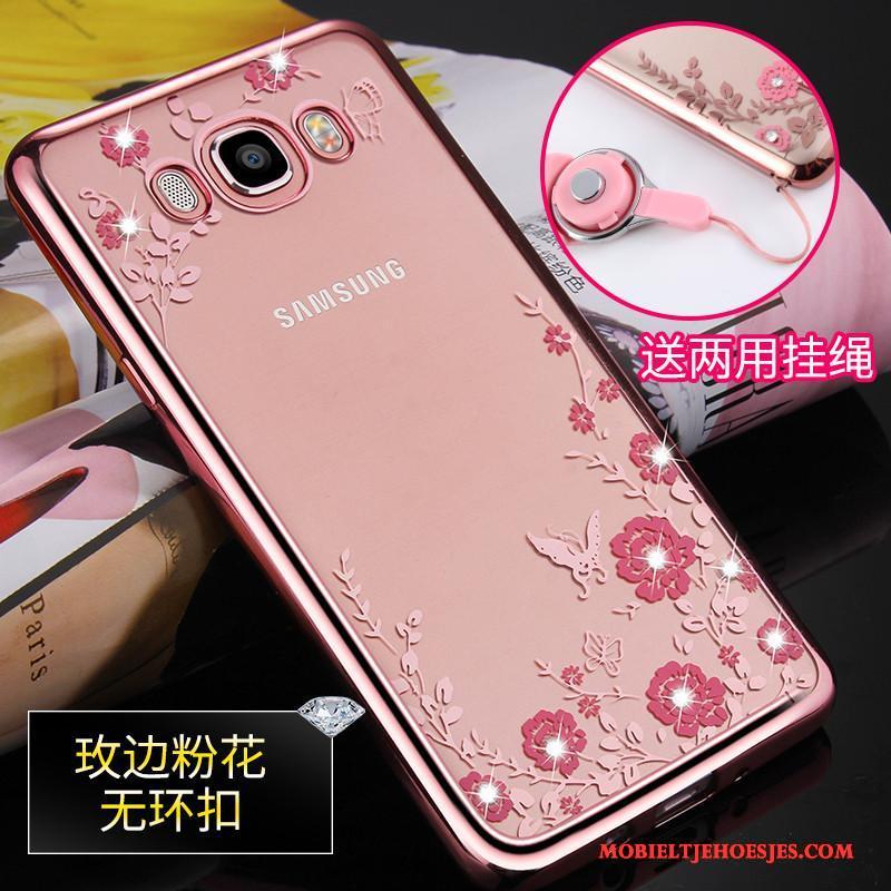 Samsung Galaxy J7 2016 Hoesje Telefoon Anti-fall Rose Goud Zacht Bescherming Ster Hanger