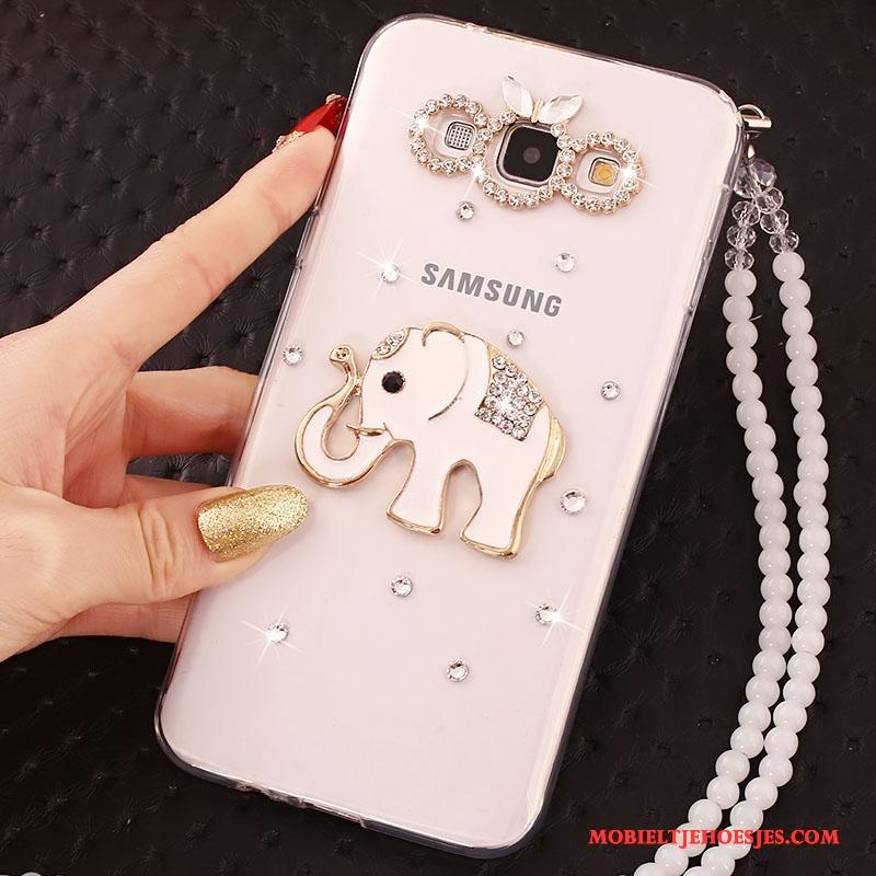 Samsung Galaxy J7 2016 Hoesje Telefoon Ster Siliconen Bescherming Anti-fall Wit Hanger