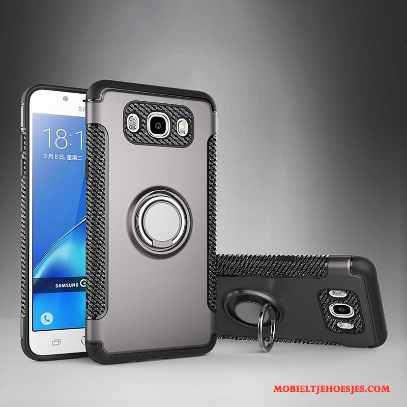 Samsung Galaxy J7 2016 Ring Auto Leren Etui Magnetisch Ondersteuning Hoesje Telefoon Bescherming