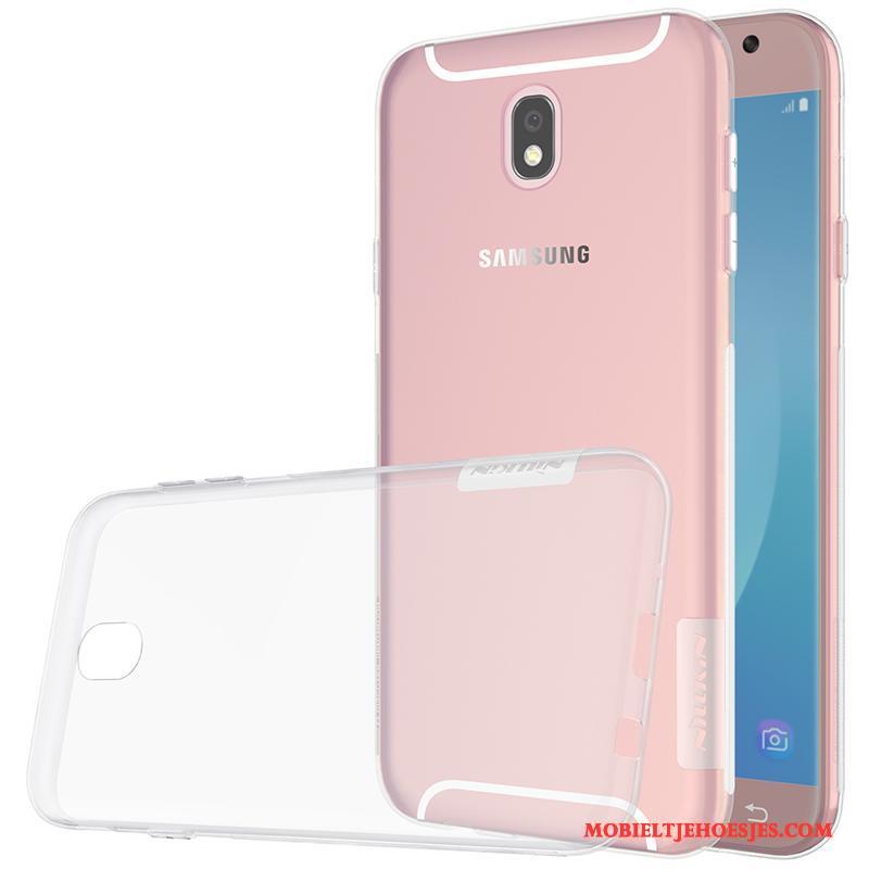 Samsung Galaxy J7 2017 Antislip Siliconen Ster Grijs Hoesje Telefoon Dun Doorzichtig