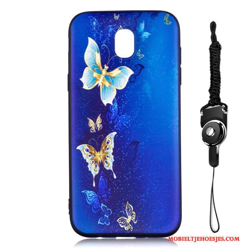 Samsung Galaxy J7 2017 Hoes Geschilderd Purper Zacht Hanger Hoesje Telefoon Spotprent