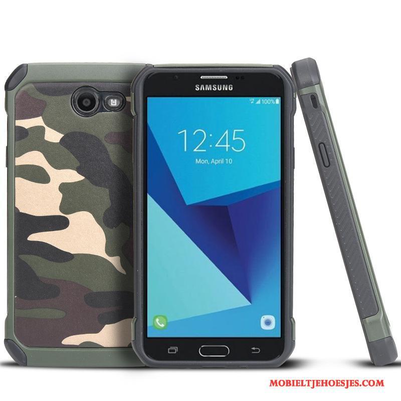 Samsung Galaxy J7 2017 Ster Bescherming Anti-fall Groen Camouflage Siliconen Hoesje Telefoon