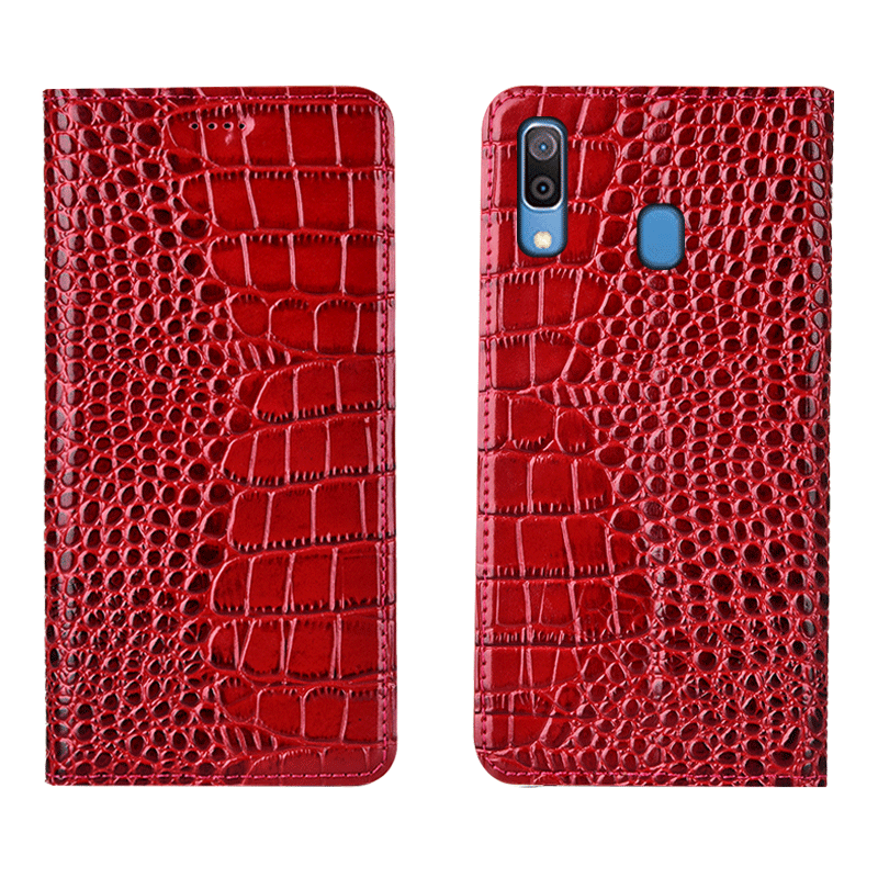 Samsung Galaxy M20 All Inclusive Leren Etui Hoesje Telefoon Echt Leer Patroon Krokodil Bescherming