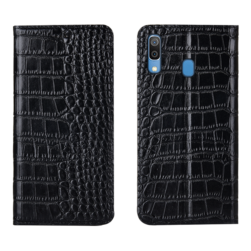 Samsung Galaxy M20 All Inclusive Leren Etui Hoesje Telefoon Echt Leer Patroon Krokodil Bescherming