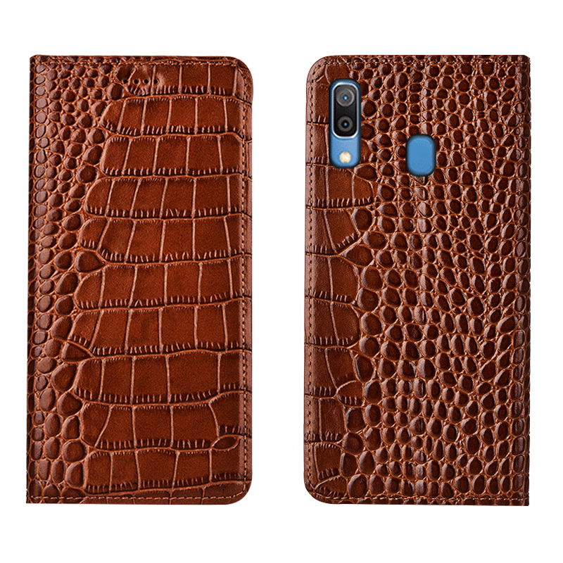 Samsung Galaxy M20 All Inclusive Leren Etui Hoesje Telefoon Echt Leer Patroon Krokodil Bescherming