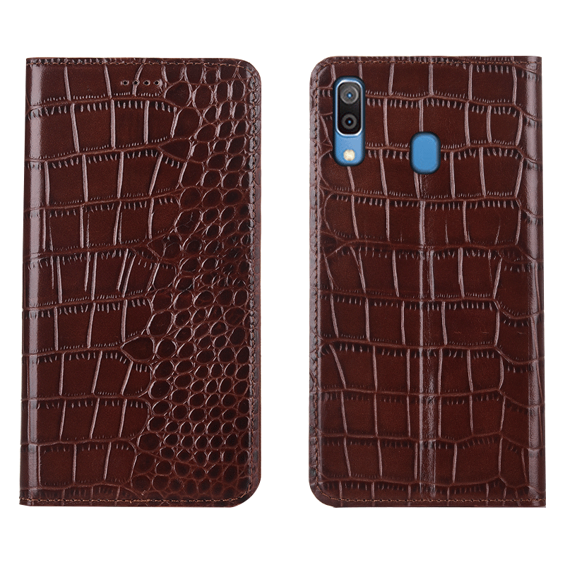 Samsung Galaxy M20 All Inclusive Leren Etui Hoesje Telefoon Echt Leer Patroon Krokodil Bescherming