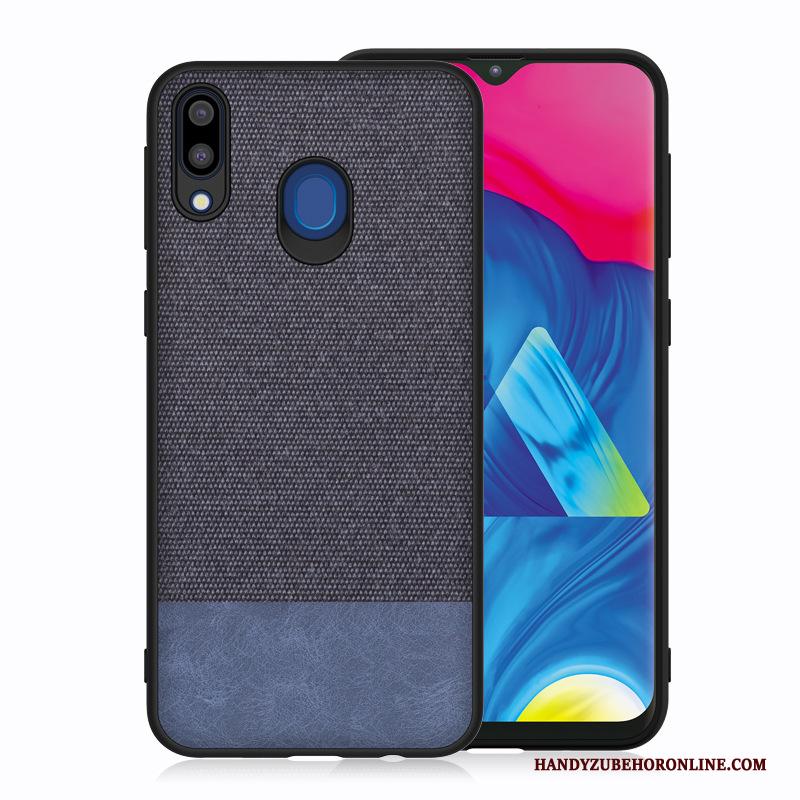 Samsung Galaxy M20 Ster Blauw Anti-fall Doek Siliconen Hoesje Telefoon