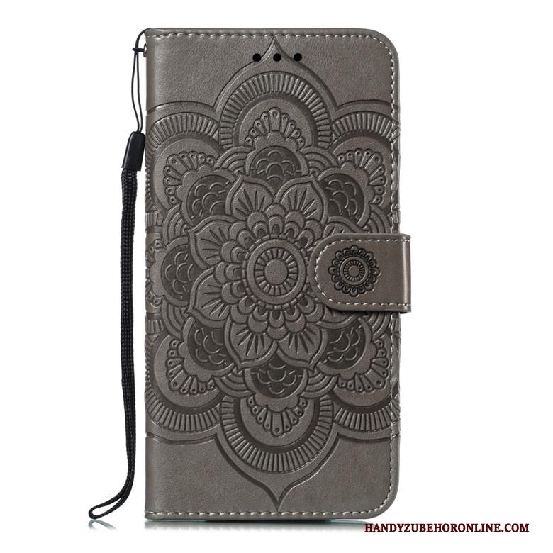 Samsung Galaxy M20 Zacht Zon Rood Hoesje Telefoon Leren Etui Totem Bescherming
