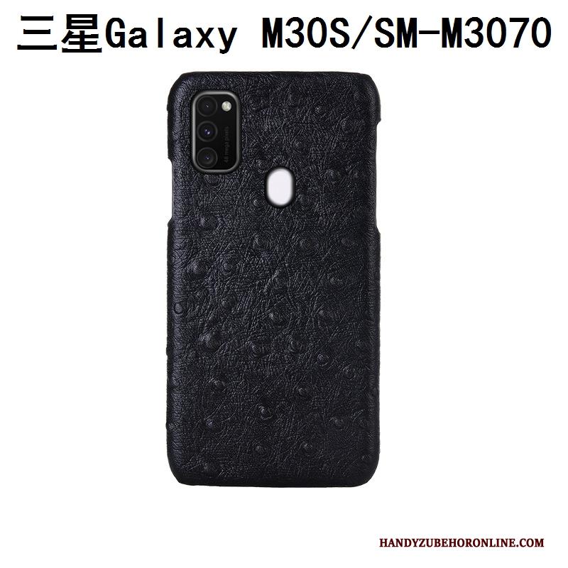 Samsung Galaxy M30s Hoesje Achterklep Ster Bescherming Patroon Luxe Pas Echt Leer