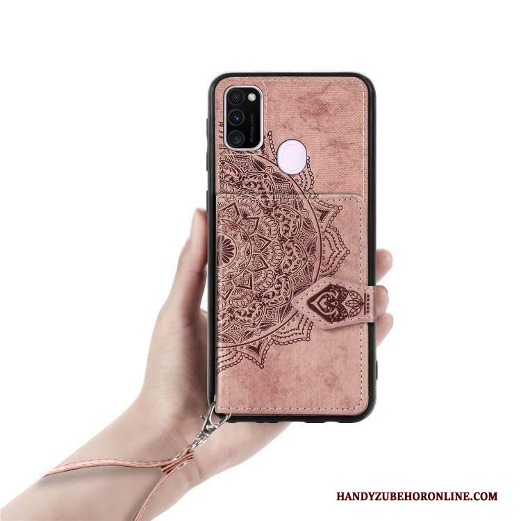 Samsung Galaxy M30s Hoesje Hanger Anti-fall Bescherming Ster Kaart Doek Rood