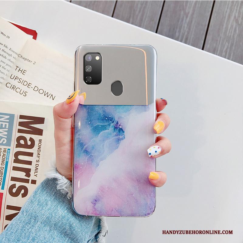 Samsung Galaxy M30s Hoesje Mode All Inclusive Hard Persoonlijk Purper Skärmskydd Ster