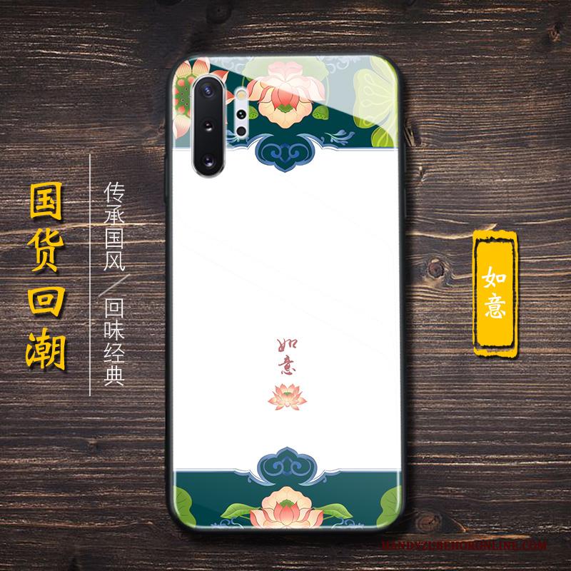 Samsung Galaxy Note 10+ Bescherming Trend Wit Anti-fall Ster Trendy Merk Hoesje Telefoon