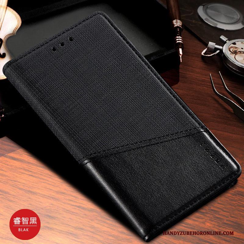 Samsung Galaxy Note 10 Bescherming Zwart Hoesje Telefoon Leren Etui Patroon Doek Clamshell
