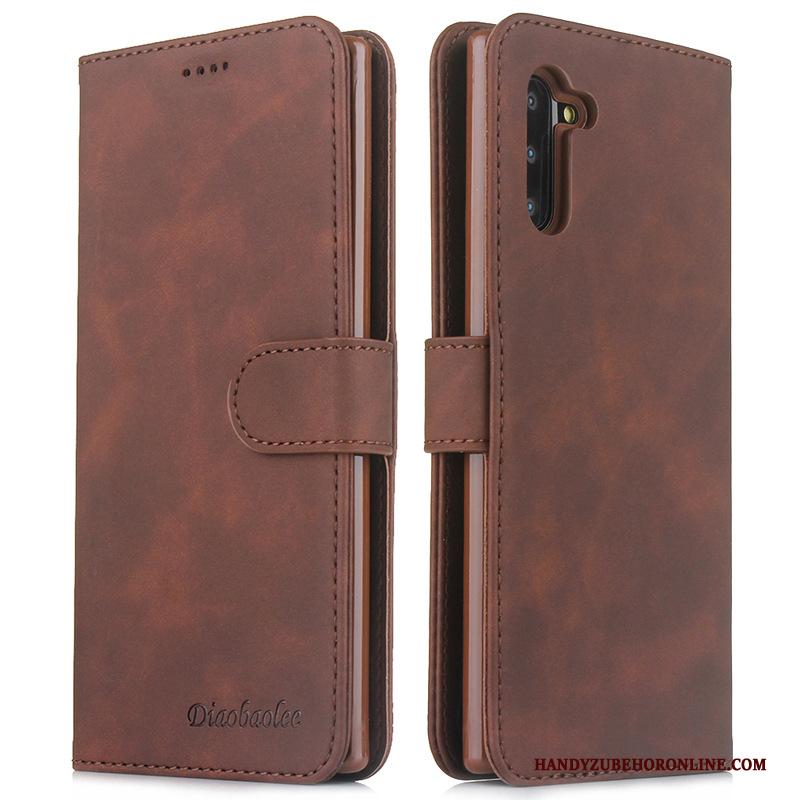 Samsung Galaxy Note 10 Grijs Leren Etui Ster Folio Hoesje Telefoon