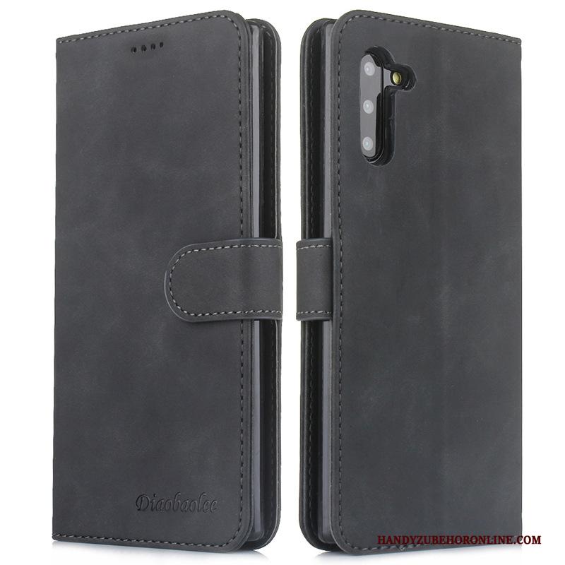 Samsung Galaxy Note 10 Grijs Leren Etui Ster Folio Hoesje Telefoon