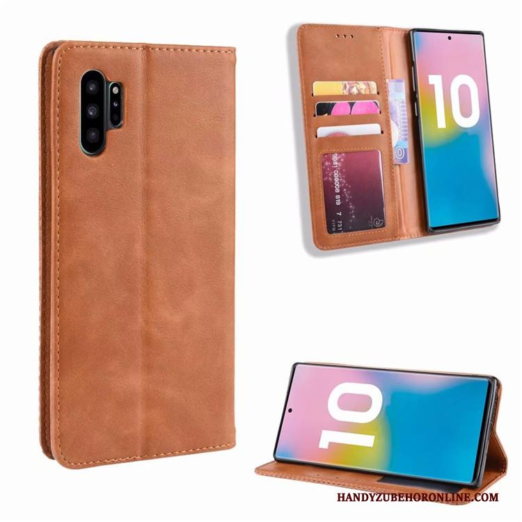 Samsung Galaxy Note 10+ Hoesje Patroon Zwart Vintage Bedrijf Anti-fall Bescherming Magneet Sluit